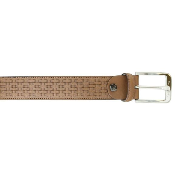 Pierre Cardin Light Brown Weave Textured Classic D-Ring Adjustable Belt- - Picture 2 of 4